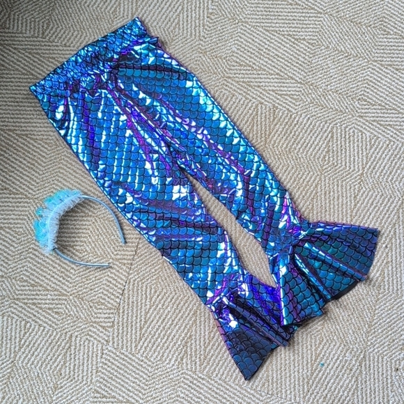 Hand Crafted Other - New Shiny Blue Purple Mermaid Bell-Bottoms Leggings Pants Halloween Costume 5T